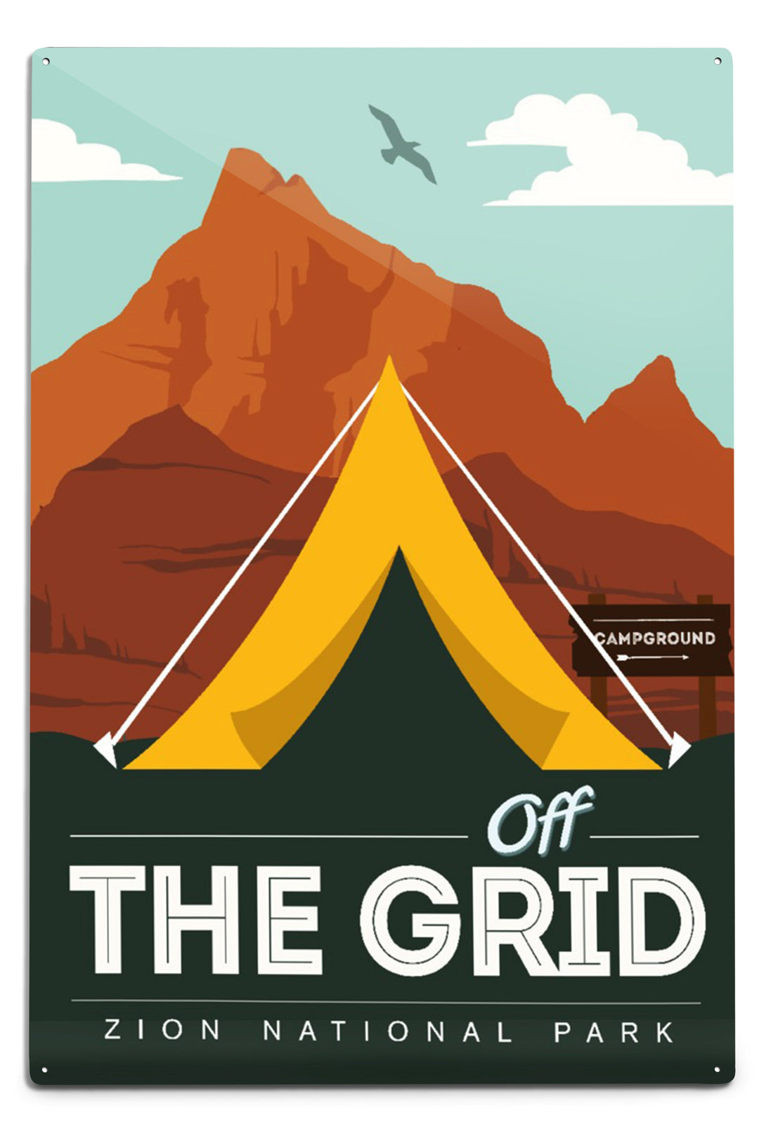 Zion National Park, Utah, Off the Grid, Tent, Metal Signs Metal Lantern Press 6 x 9 Metal Sign 