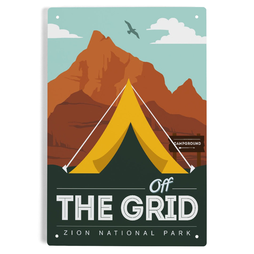 Zion National Park, Utah, Off the Grid, Tent, Metal Signs Metal Lantern Press 