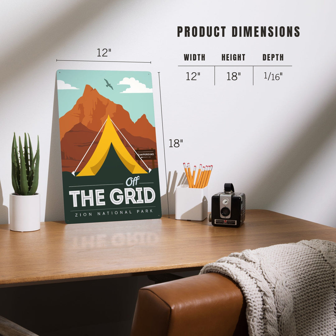 Zion National Park, Utah, Off the Grid, Tent, Metal Signs Metal Lantern Press 