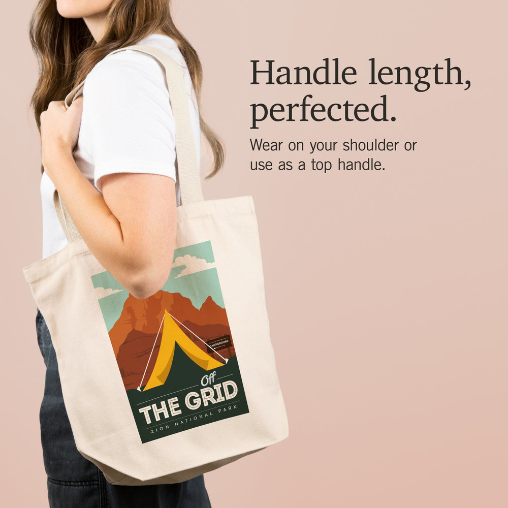 Zion National Park, Utah, Off the Grid, Tent, Tote Bag Totes Lantern Press 