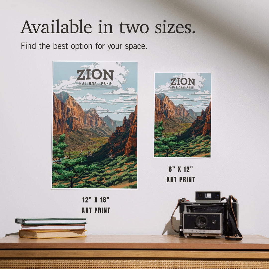 Zion National Park, Utah, Painterly National Park Series, Art & Giclee Prints Art Lantern Press 