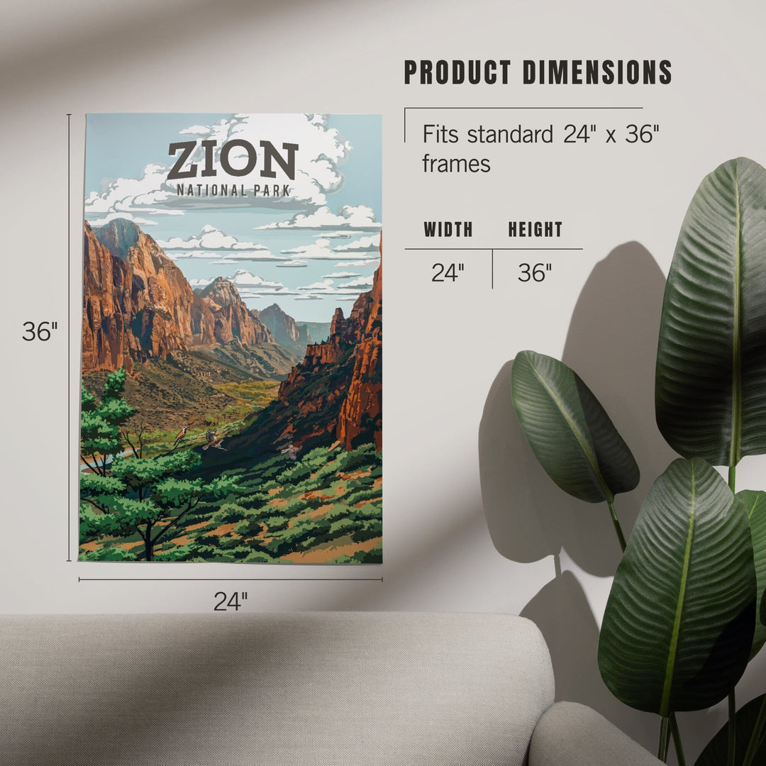 Zion National Park, Utah, Painterly National Park Series, Art & Giclee Prints Art Lantern Press 