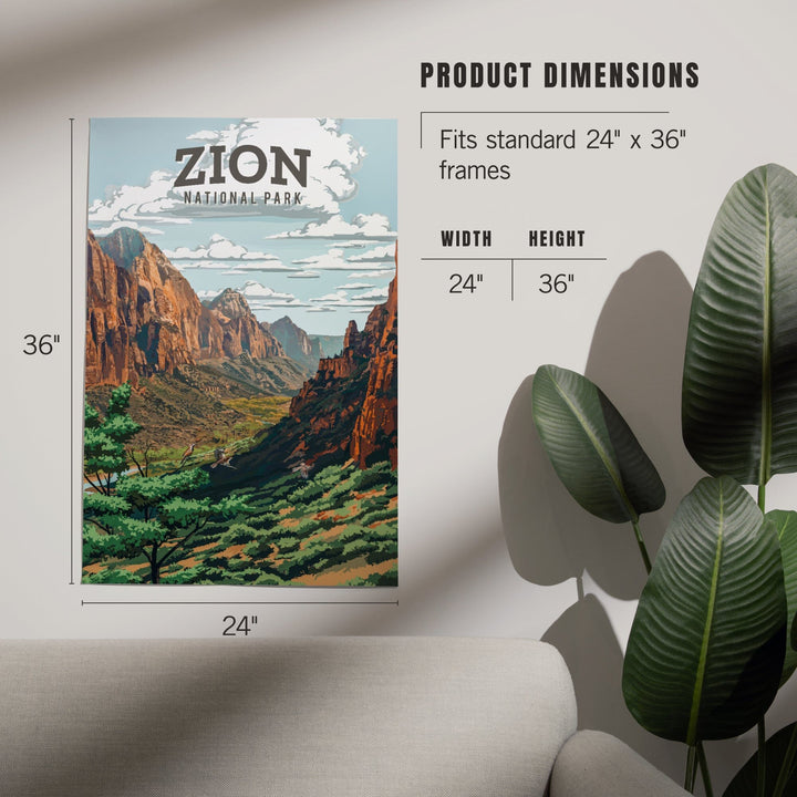 Zion National Park, Utah, Painterly National Park Series, Art & Giclee Prints Art Lantern Press 