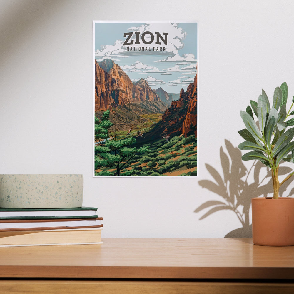Zion National Park, Utah, Painterly National Park Series, Art & Giclee Prints Art Lantern Press 