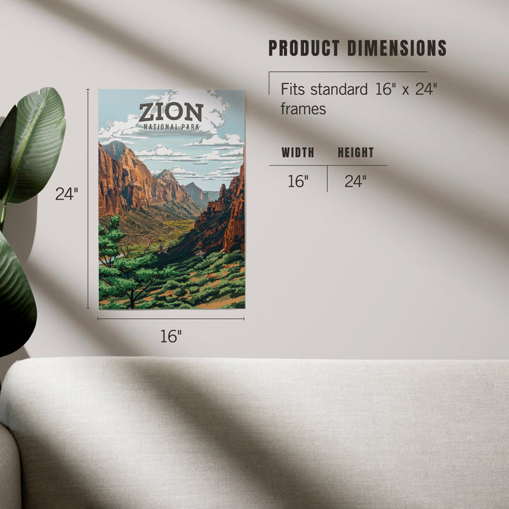 Zion National Park, Utah, Painterly National Park Series, Art & Giclee Prints Art Lantern Press 