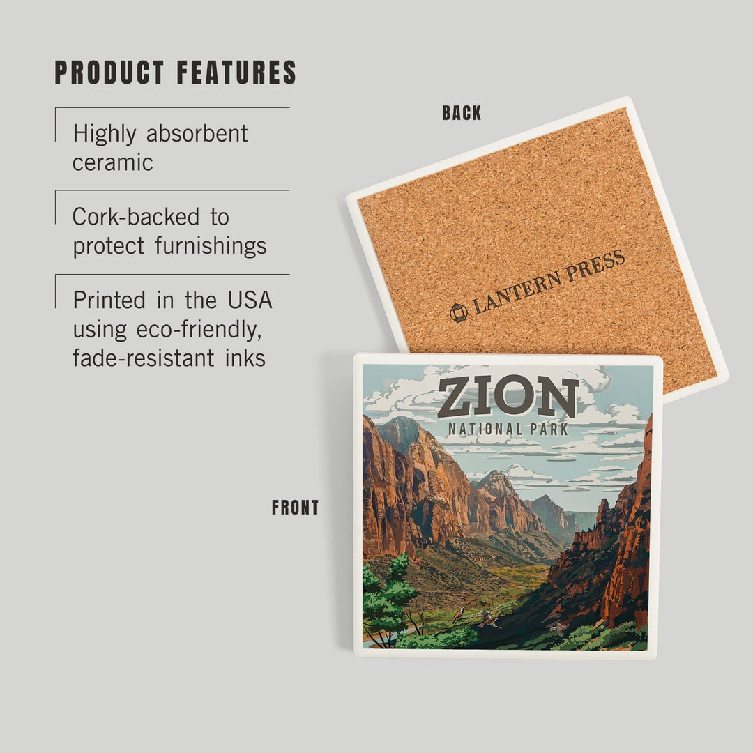 Zion National Park, Utah, Painterly National Park Series, Coasters Coasters Lantern Press 