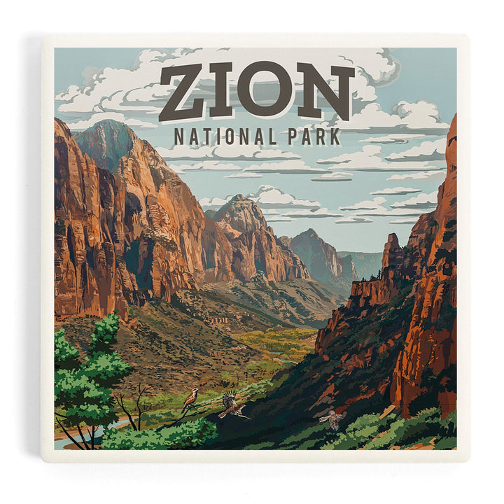 Zion National Park, Utah, Painterly National Park Series, Coasters Coasters Lantern Press 