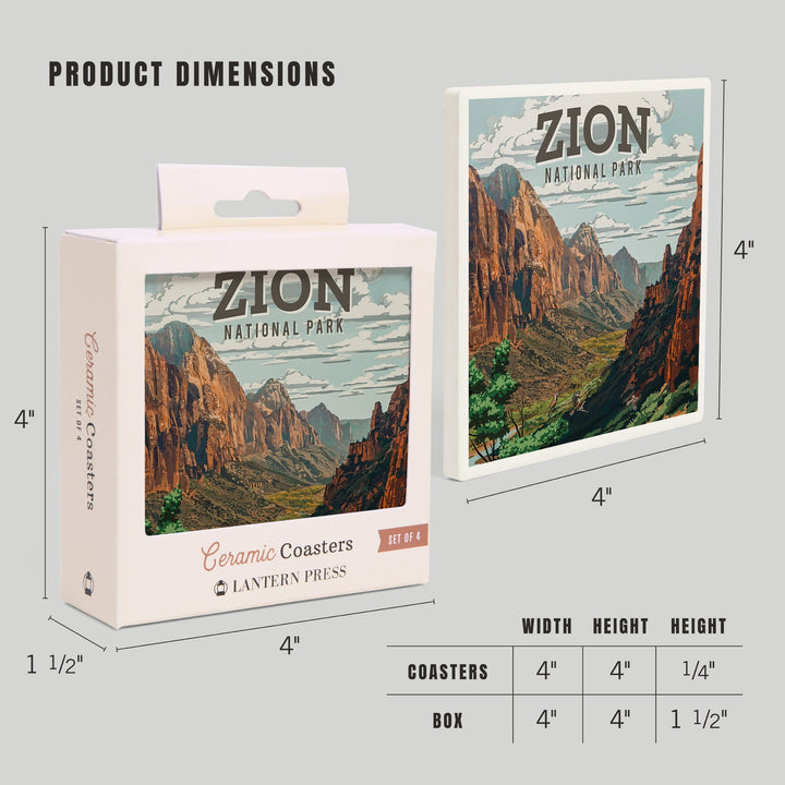 Zion National Park, Utah, Painterly National Park Series, Coasters Coasters Lantern Press 