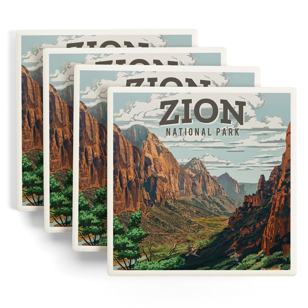 Zion National Park, Utah, Painterly National Park Series, Coasters Coasters Lantern Press 