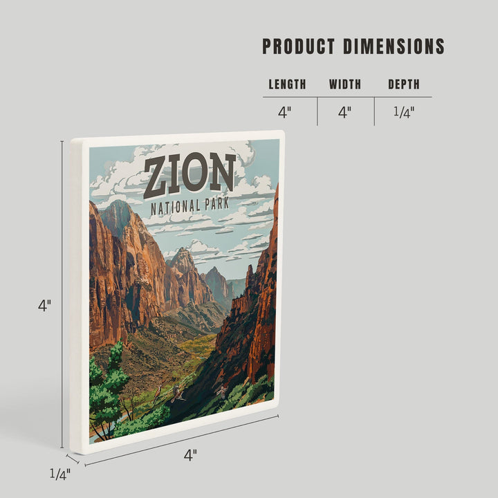 Zion National Park, Utah, Painterly National Park Series, Coasters Coasters Lantern Press 