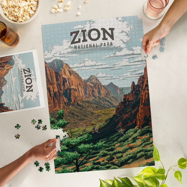 Zion National Park, Utah, Painterly National Park Series, Jigsaw Puzzle Puzzle Lantern Press 