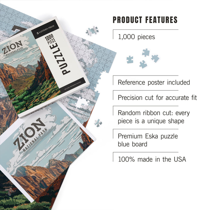 Zion National Park, Utah, Painterly National Park Series, Jigsaw Puzzle Puzzle Lantern Press 