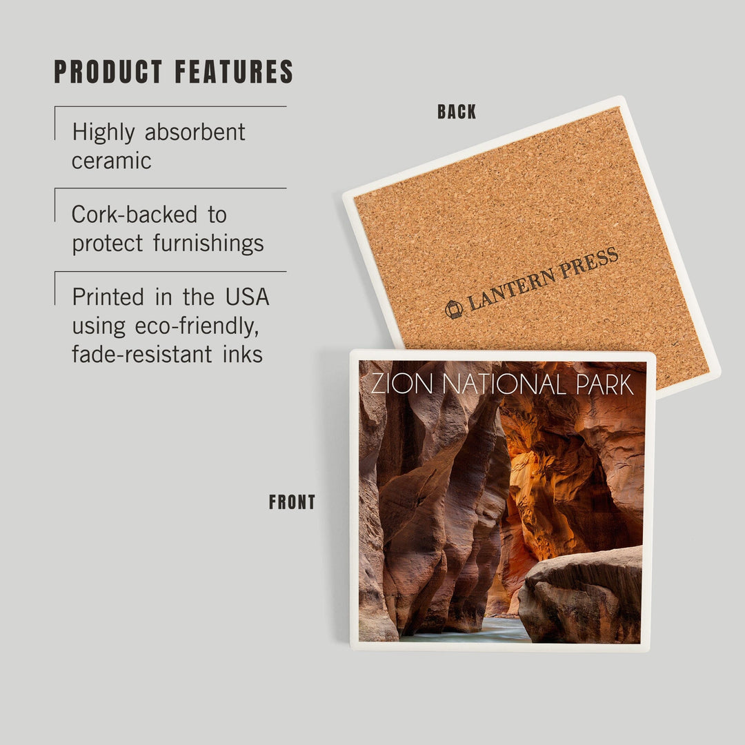Zion National Park, Utah, Slot Canyon, Coasters Coasters Lantern Press 