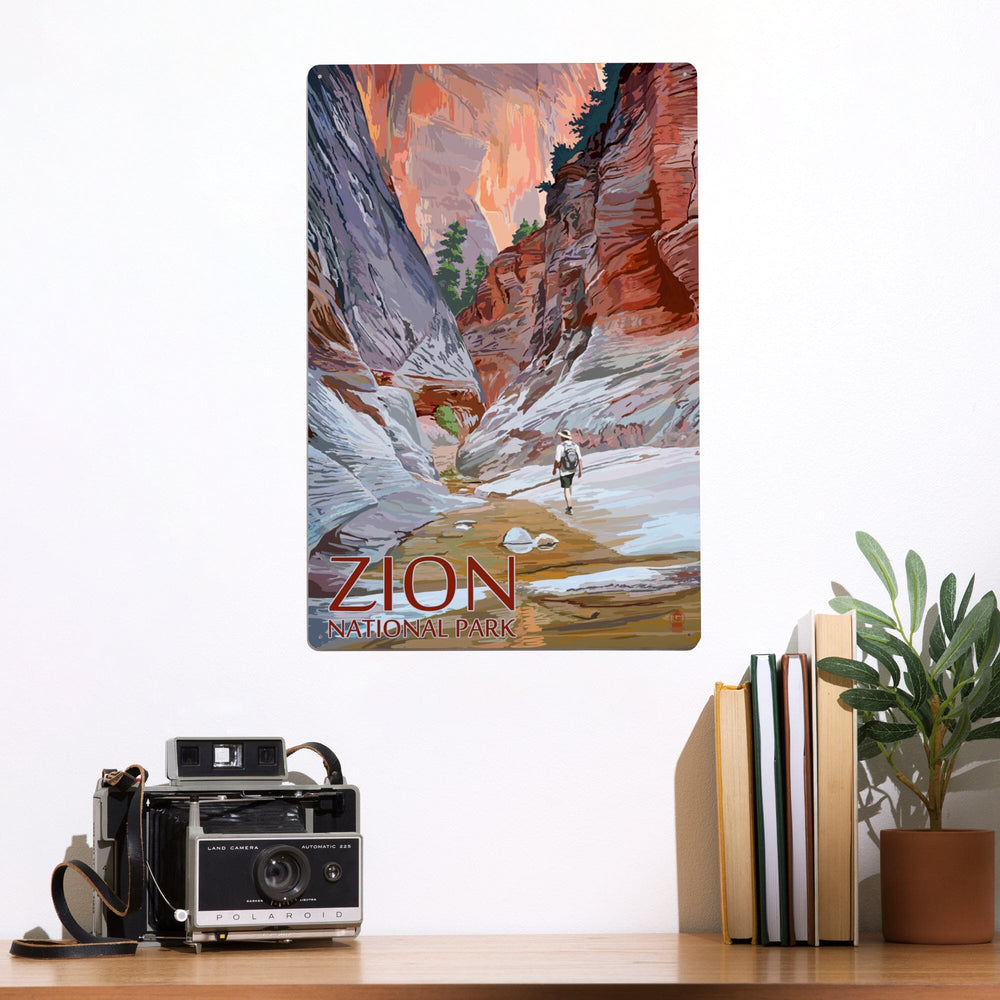 Zion National Park, Utah, Slot Canyon, Illustration, Metal Signs Metal Lantern Press 