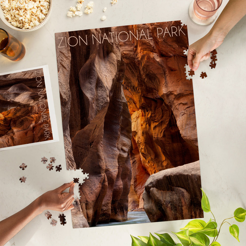 Zion National Park, Utah, Slot Canyon, Jigsaw Puzzle Puzzle Lantern Press 