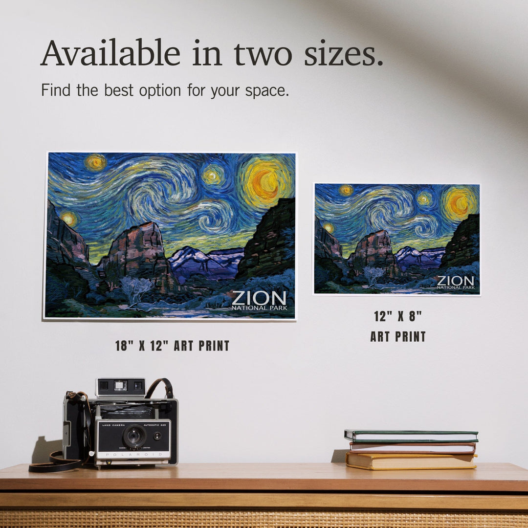 Zion National Park, Utah, Starry Night National Park Series, Art & Giclee Prints Art Lantern Press 