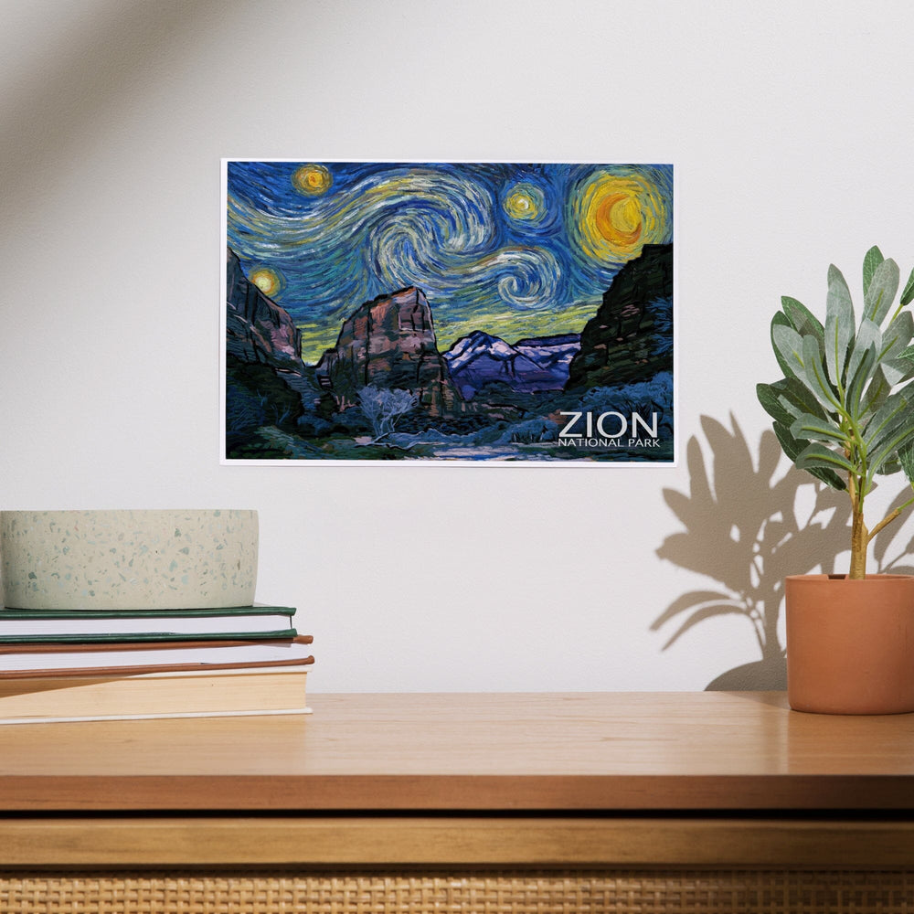 Zion National Park, Utah, Starry Night National Park Series, Art & Giclee Prints Art Lantern Press 