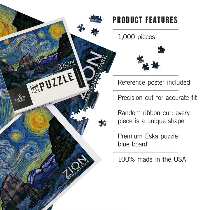 Zion National Park, Utah, Starry Night National Park Series, Jigsaw Puzzle Puzzle Lantern Press 