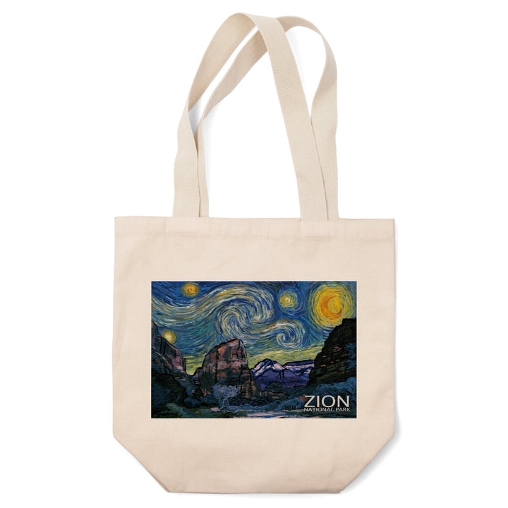 Zion National Park, Utah, Starry Night National Park Series, Lantern Press Artwork, Tote Bag Totes Lantern Press 
