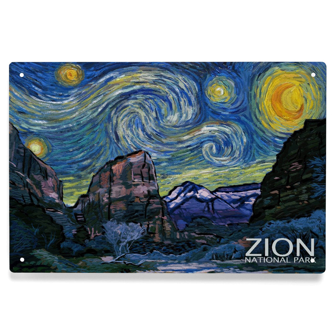 Zion National Park, Utah, Starry Night National Park Series, Metal Signs Metal Lantern Press 