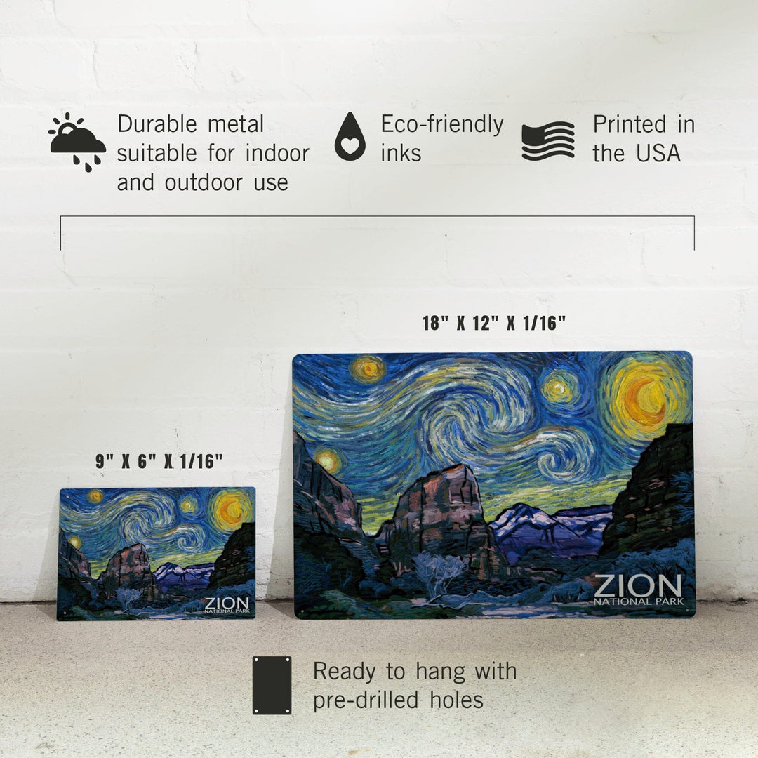 Zion National Park, Utah, Starry Night National Park Series, Metal Signs Metal Lantern Press 