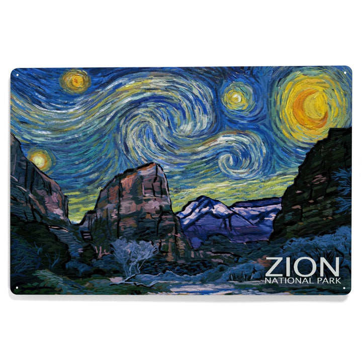 Zion National Park, Utah, Starry Night National Park Series, Metal Signs Metal Lantern Press 