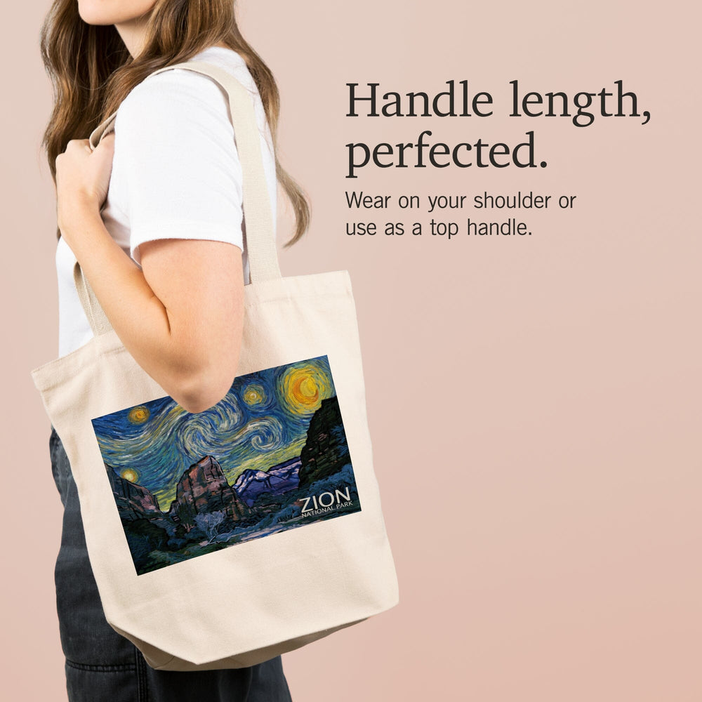 Zion National Park, Utah, Starry Night National Park Series, Tote Bag Totes Lantern Press 