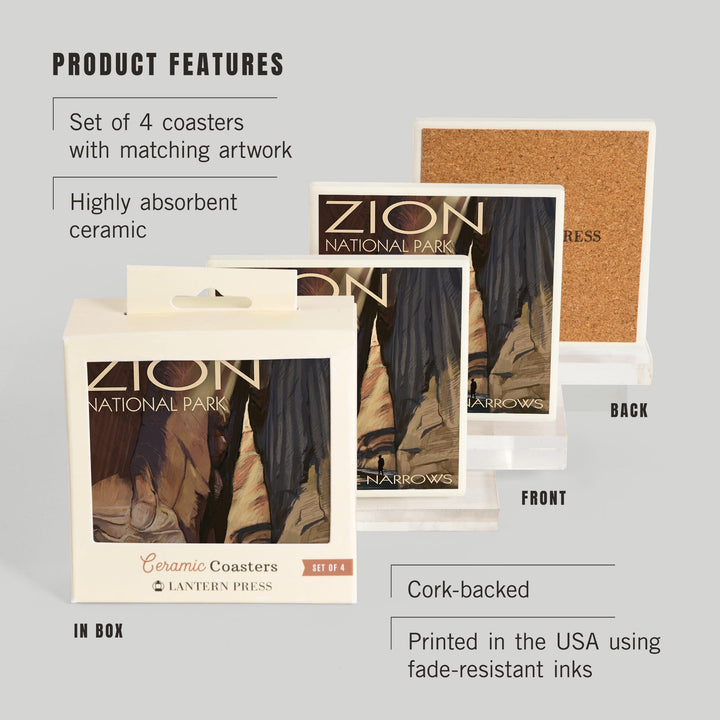 Zion National Park, Utah, The Narrows, Coasters Coasters Lantern Press 