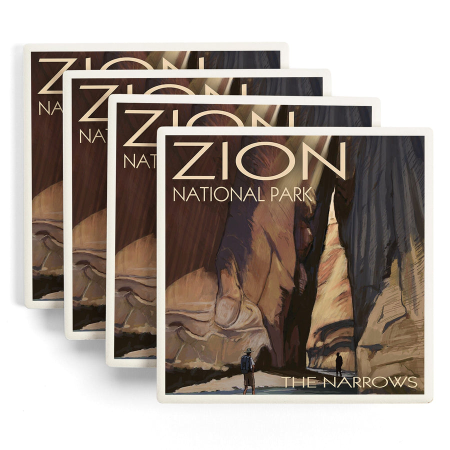 Zion National Park, Utah, The Narrows, Lantern Press Artwork, Coaster Set Coasters Lantern Press 