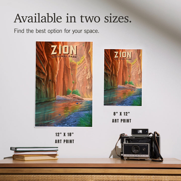 Zion National Park, Utah, The Narrows, Oil Painting, Art & Giclee Prints Art Lantern Press 