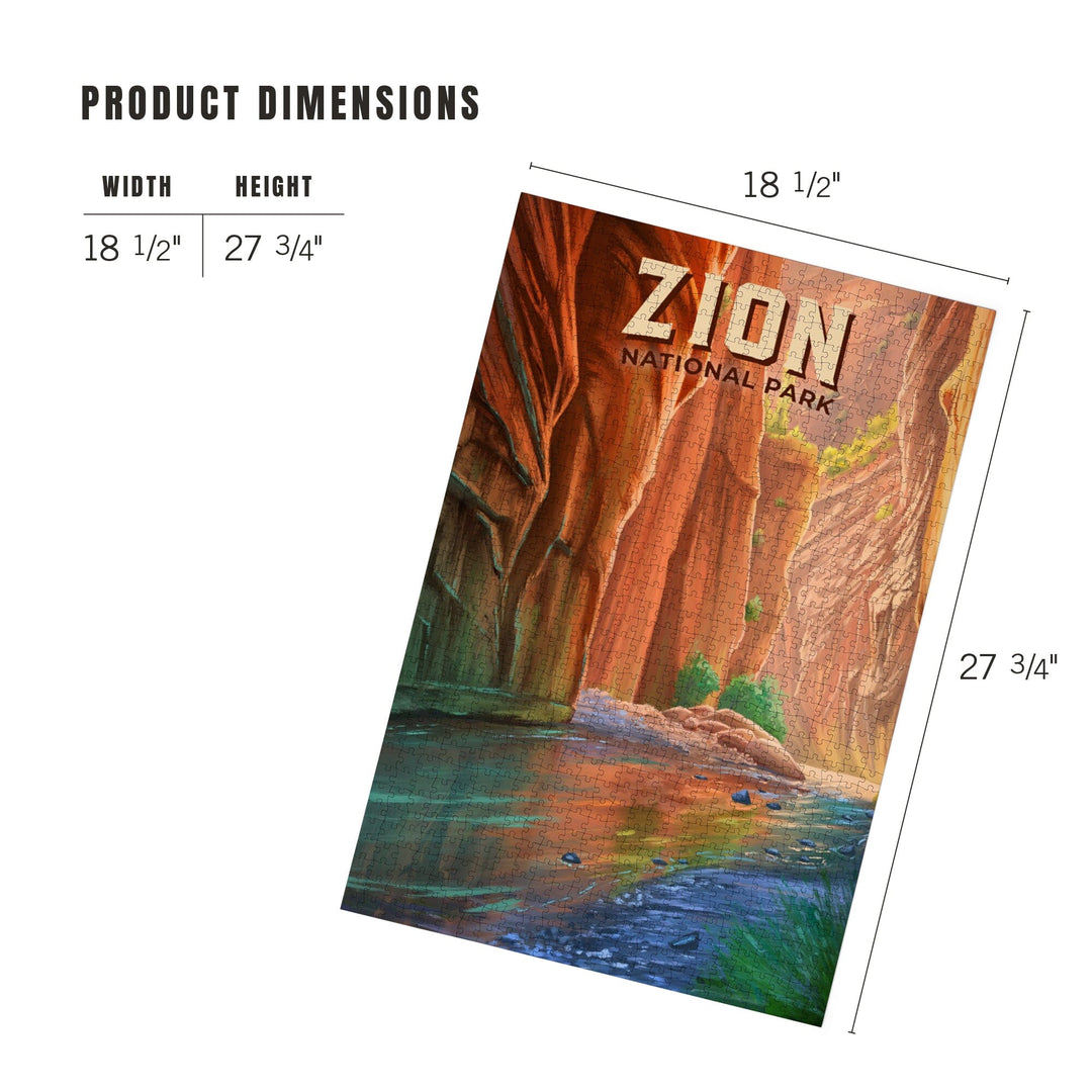 Zion National Park, Utah, The Narrows, Oil Painting, Jigsaw Puzzle Puzzle Lantern Press 