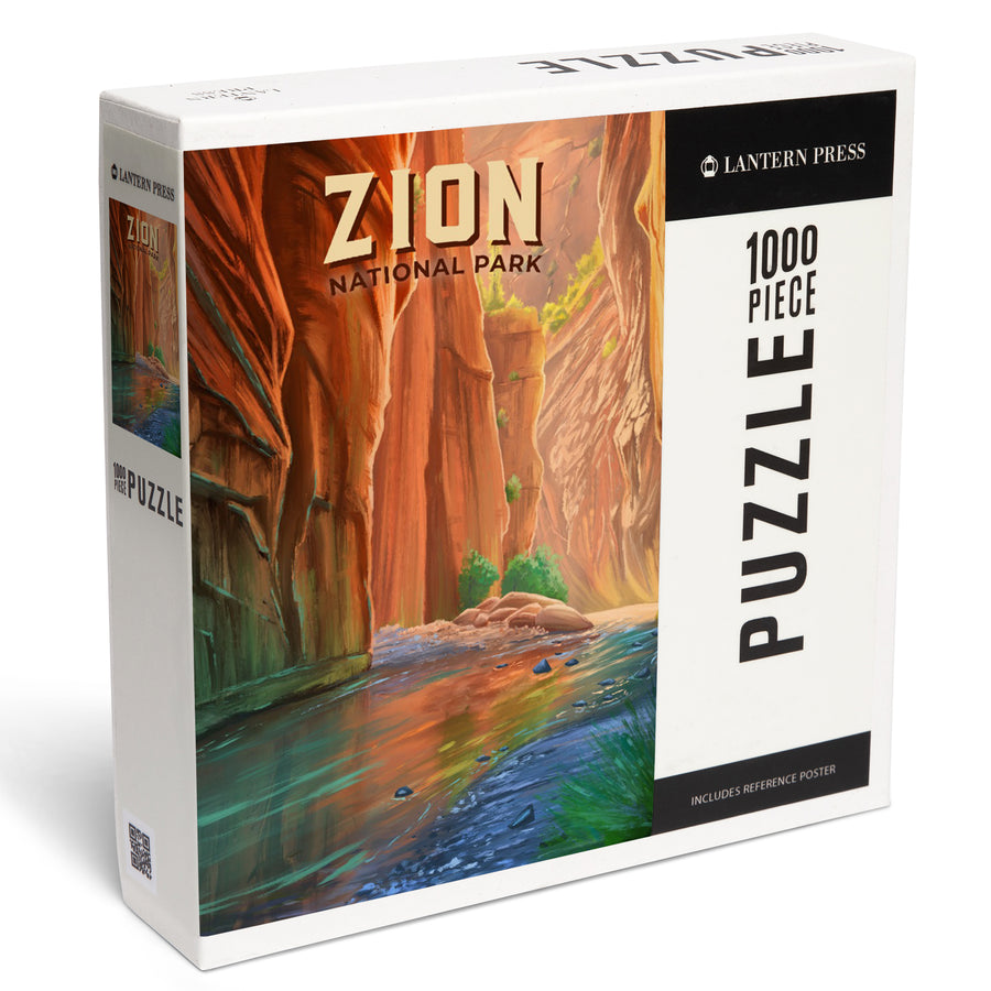 Zion National Park, Utah, The Narrows, Oil Painting, Jigsaw Puzzle Puzzle Lantern Press 