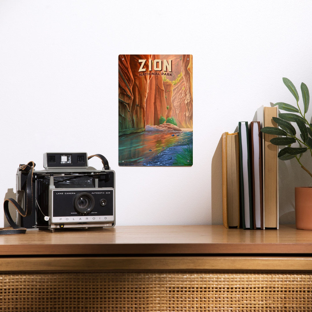 Zion National Park, Utah, The Narrows, Oil Painting, Metal Signs Metal Lantern Press 