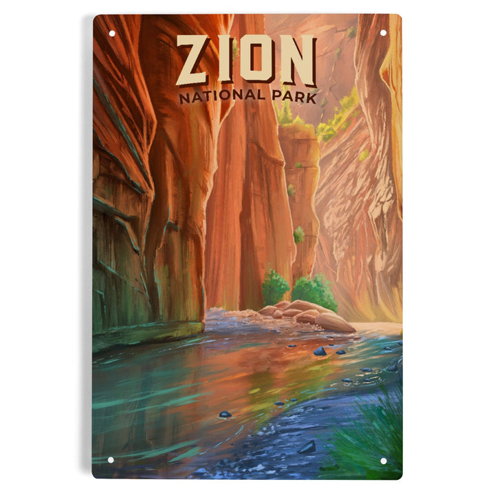 Zion National Park, Utah, The Narrows, Oil Painting, Metal Signs Metal Lantern Press 