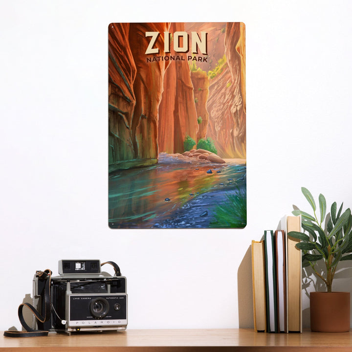 Zion National Park, Utah, The Narrows, Oil Painting, Metal Signs Metal Lantern Press 