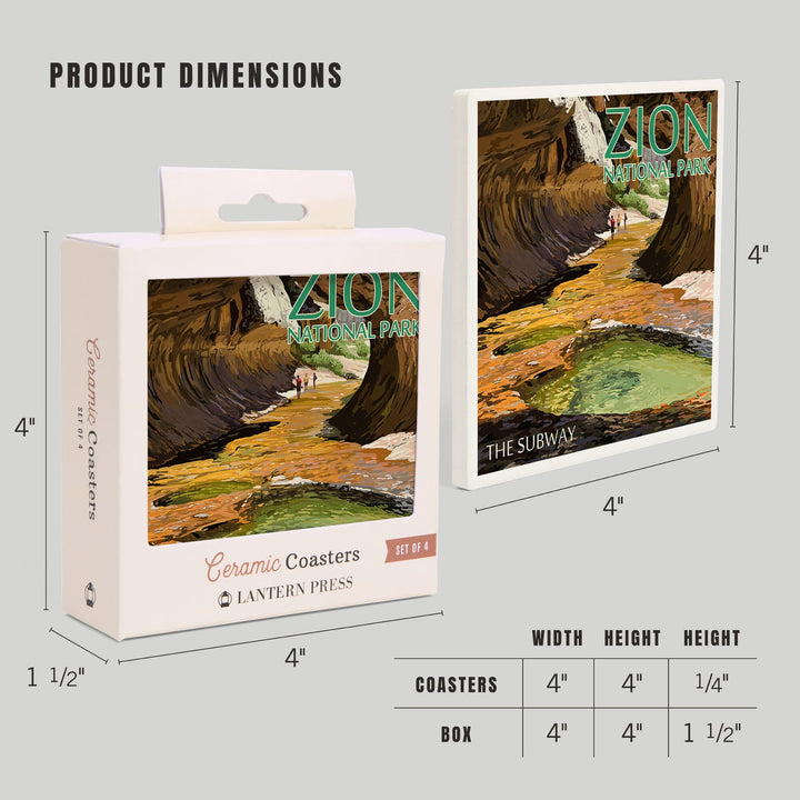 Zion National Park, Utah, The Subway, Coasters Coasters Lantern Press 