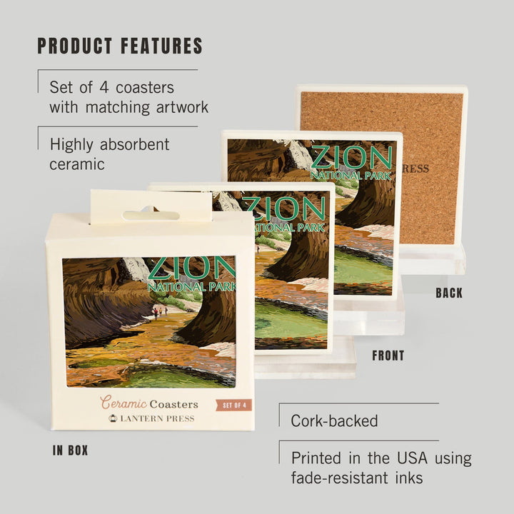 Zion National Park, Utah, The Subway, Coasters Coasters Lantern Press 