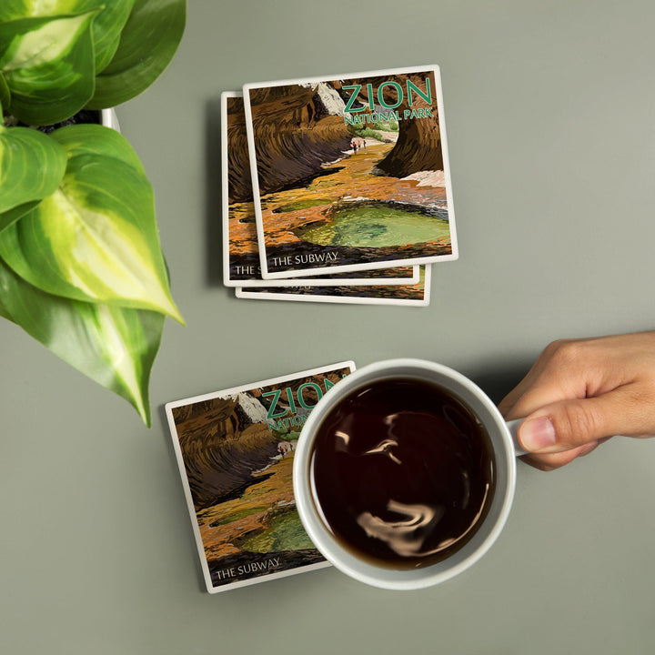 Zion National Park, Utah, The Subway, Coasters Coasters Lantern Press 
