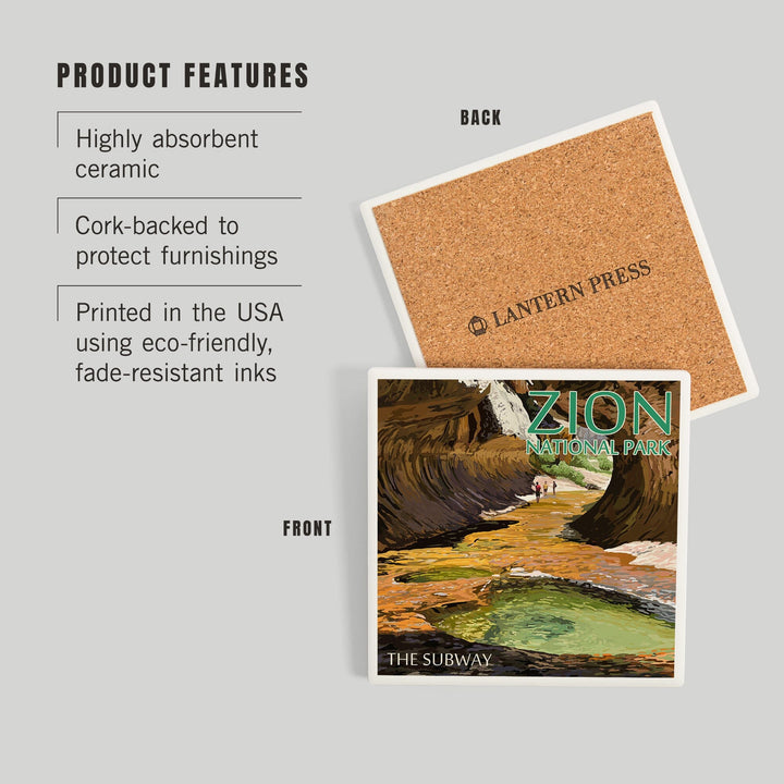 Zion National Park, Utah, The Subway, Coasters Coasters Lantern Press 