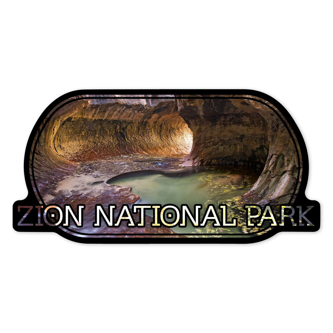 Zion National Park, Utah, The Subway, Contour, Vinyl Sticker Sticker Lantern Press 