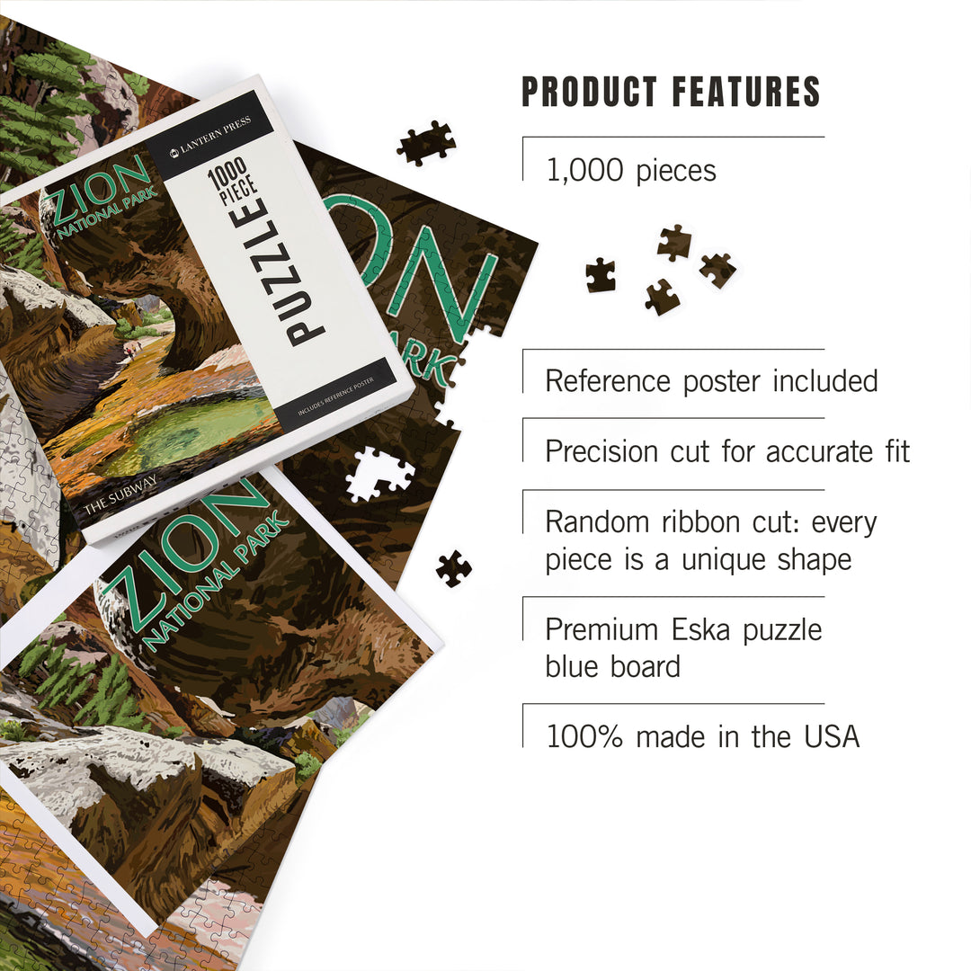 Zion National Park, Utah, The Subway, Jigsaw Puzzle Puzzle Lantern Press 