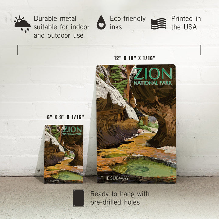 Zion National Park, Utah, The Subway, Metal Signs Metal Lantern Press 