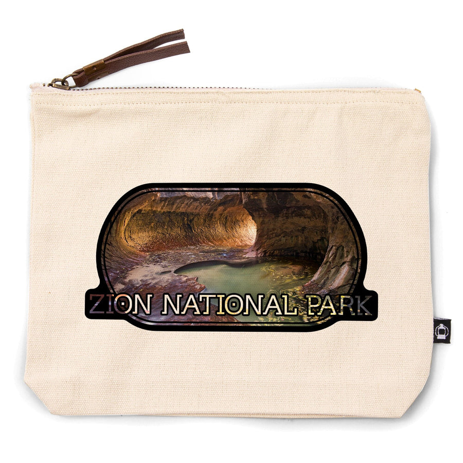 Zion National Park, Utah, The Subway,, Organic Cotton Zipper Pouch, Go Bag Go Bag Lantern Press 