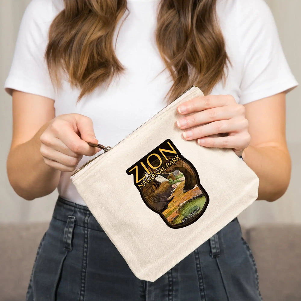 Zion National Park, Utah, The Subway,, Organic Cotton Zipper Pouch, Go Bag Go Bag Lantern Press 