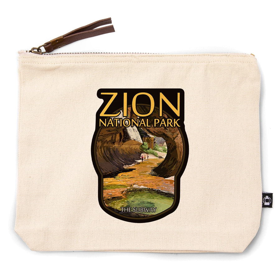 Zion National Park, Utah, The Subway,, Organic Cotton Zipper Pouch, Go Bag Go Bag Lantern Press 