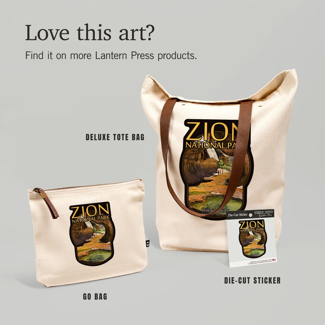 Zion National Park, Utah, The Subway,, Organic Cotton Zipper Pouch, Go Bag Go Bag Lantern Press 