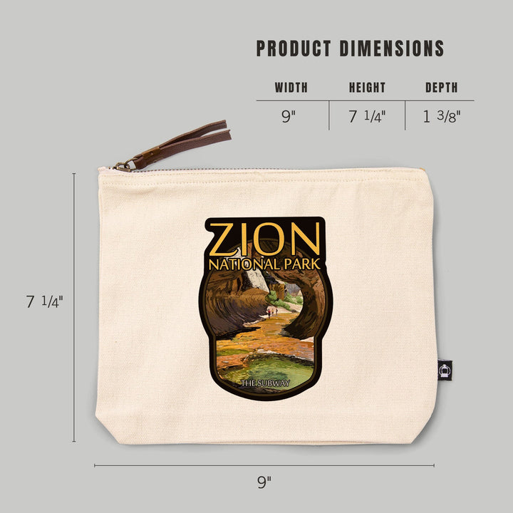 Zion National Park, Utah, The Subway,, Organic Cotton Zipper Pouch, Go Bag Go Bag Lantern Press 