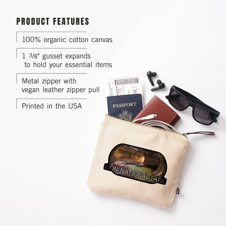 Zion National Park, Utah, The Subway,, Organic Cotton Zipper Pouch, Go Bag Go Bag Lantern Press 