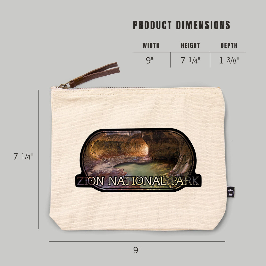 Zion National Park, Utah, The Subway,, Organic Cotton Zipper Pouch, Go Bag Go Bag Lantern Press 