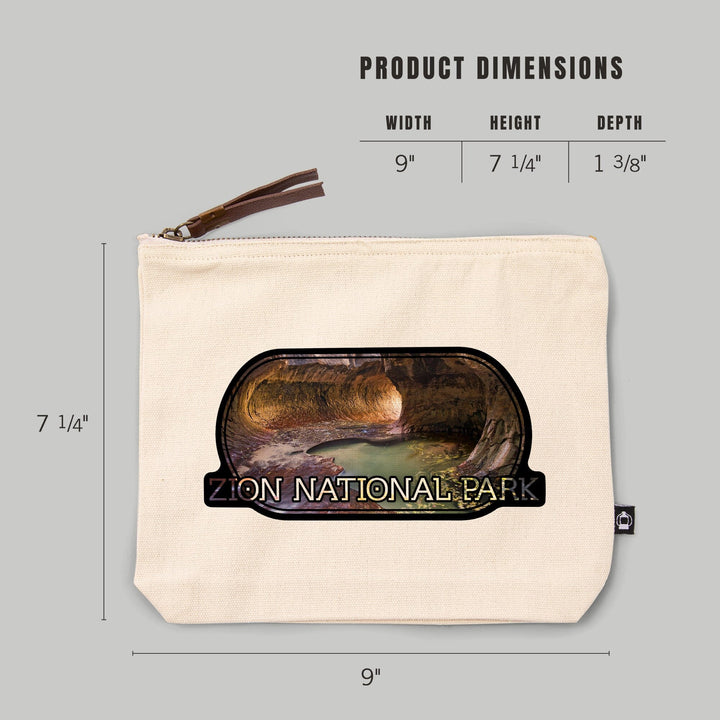 Zion National Park, Utah, The Subway,, Organic Cotton Zipper Pouch, Go Bag Go Bag Lantern Press 